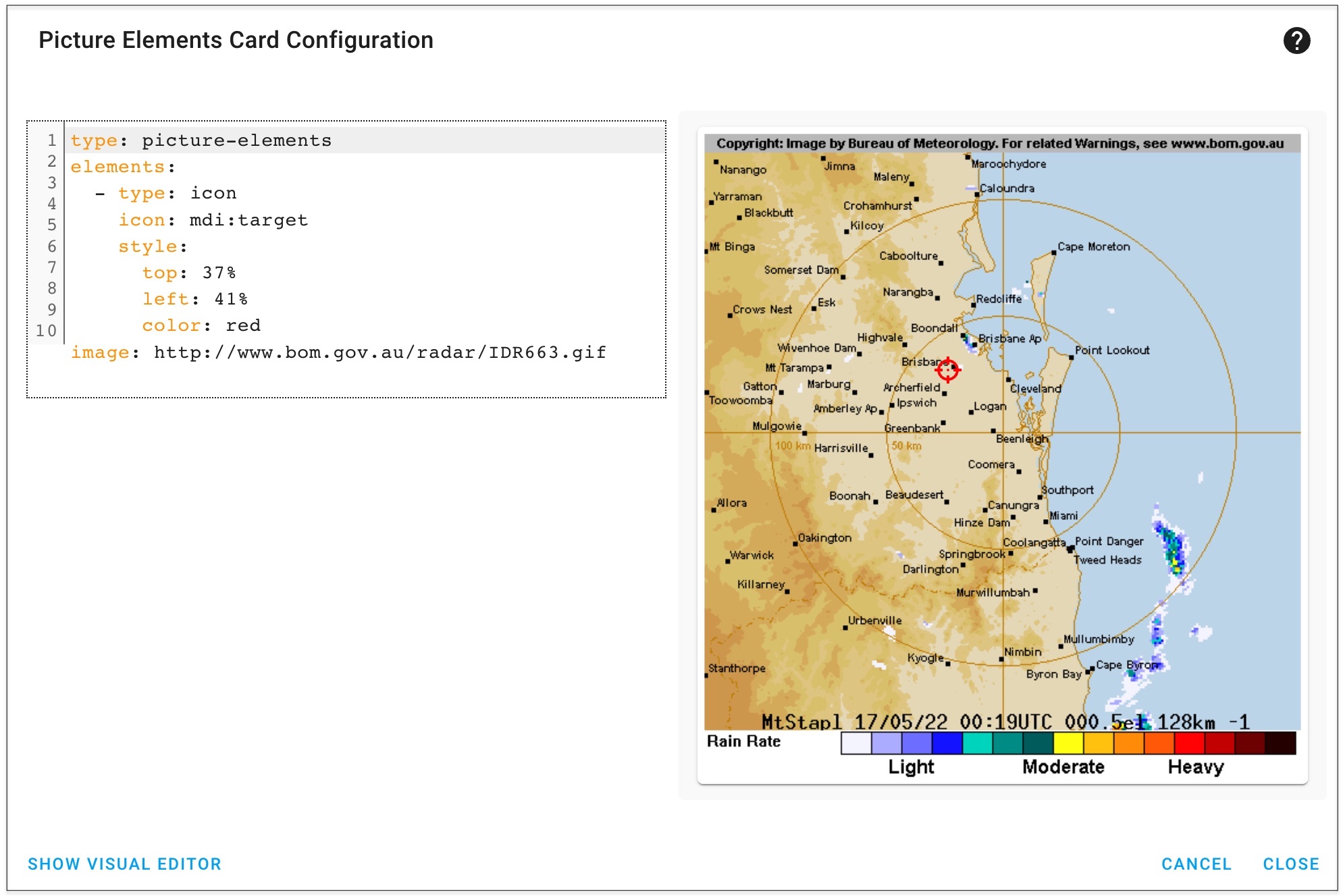 Radar Card Configuration